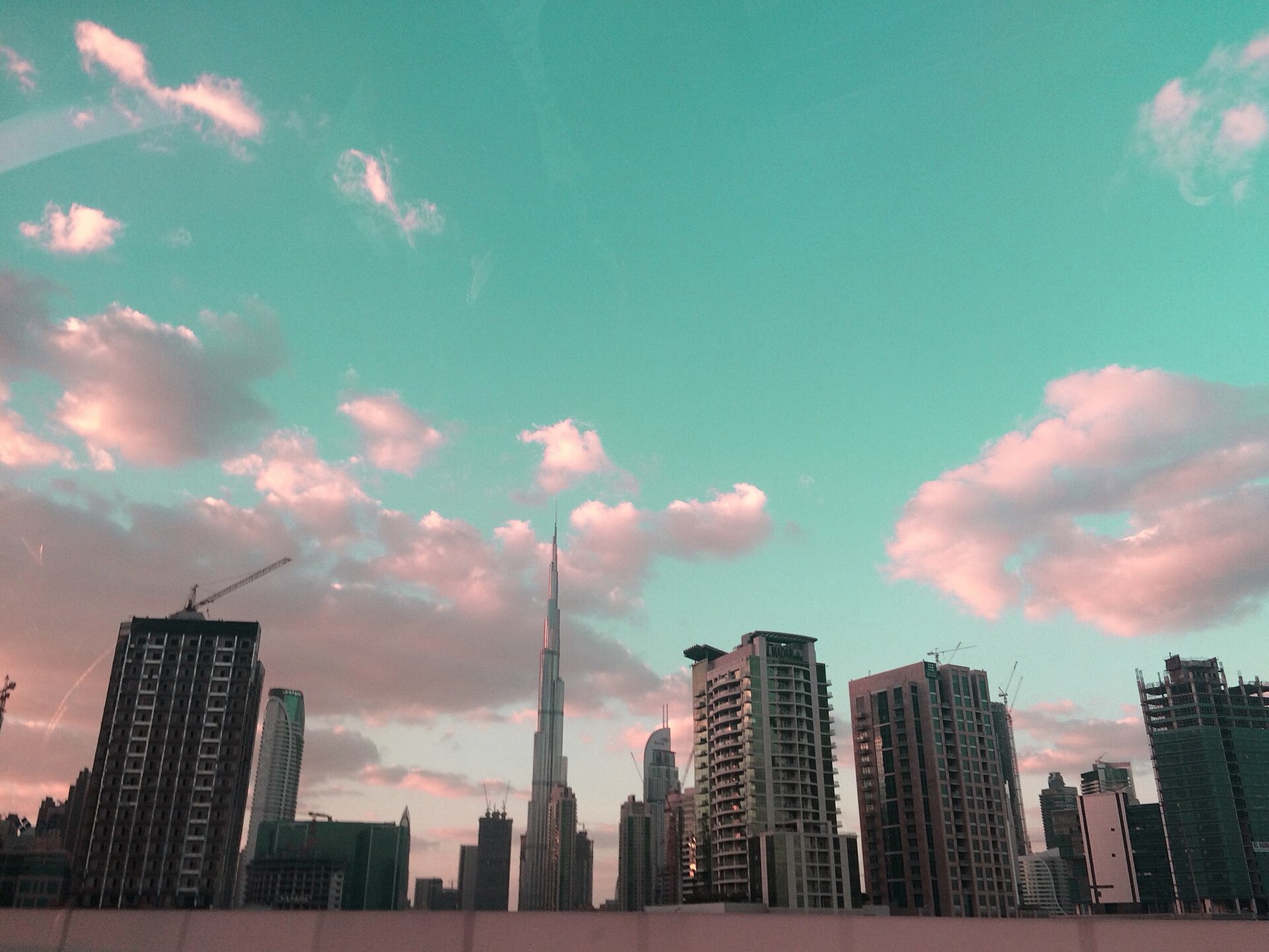 City skyline at dusk
